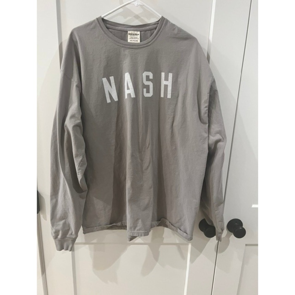 ComfortWash NASH Nashville Gray Long Sleeve Graphic T-Shirt 2XL Cotton Oversized